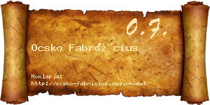 Ocsko Fabrícius névjegykártya